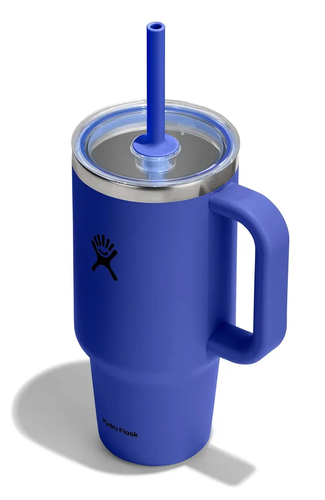 hydro-flask-32-oz-travel-tumbler-with-handle-clear-straw-lid-in-capri-blue-temps image 1