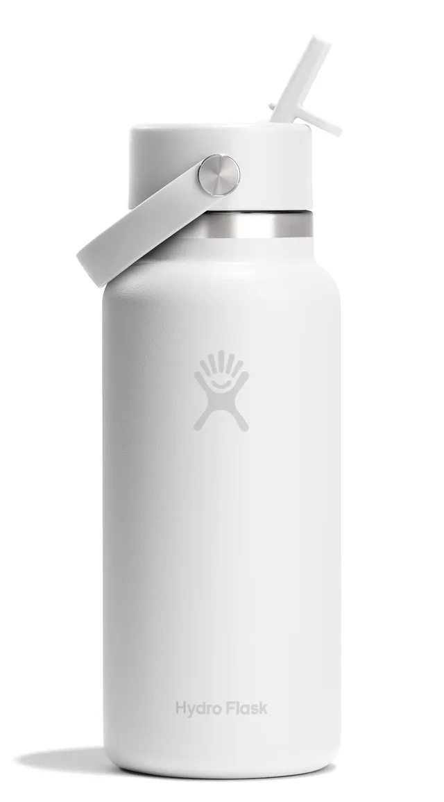 hydro-flask-32-oz-wide-mouth-insulated-water-bottle-with-flex-straw-cap-tonal-wh image 1