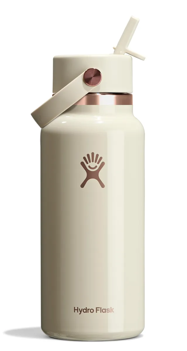 hydro-flask-32-oz-wide-mouth-insulated-water-bottle-with-flex-straw-lid-linen-ro image 1