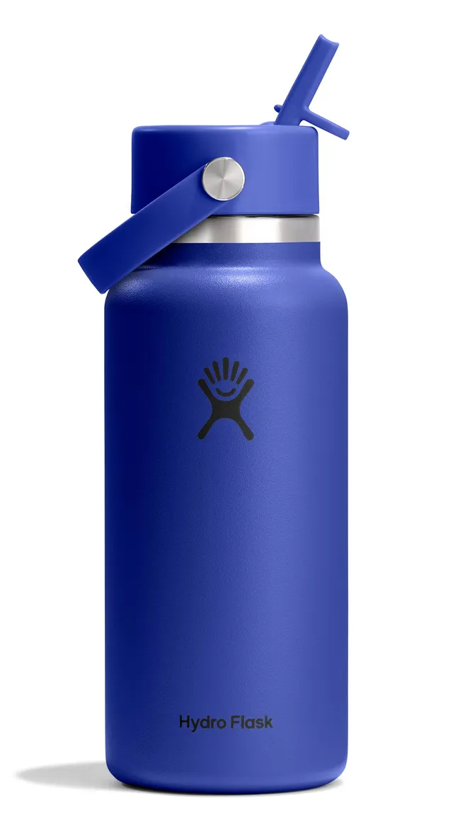 hydro-flask-32-oz-wide-mouth-insulated-water-bottle-with-flex-straw-cap-capri-bl image 1