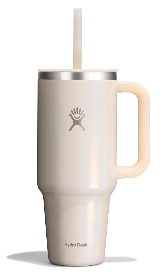 hydro-flask-40-oz-travel-tumbler-with-handle-lid-and-straw-glimmer-cream-insulat image 1