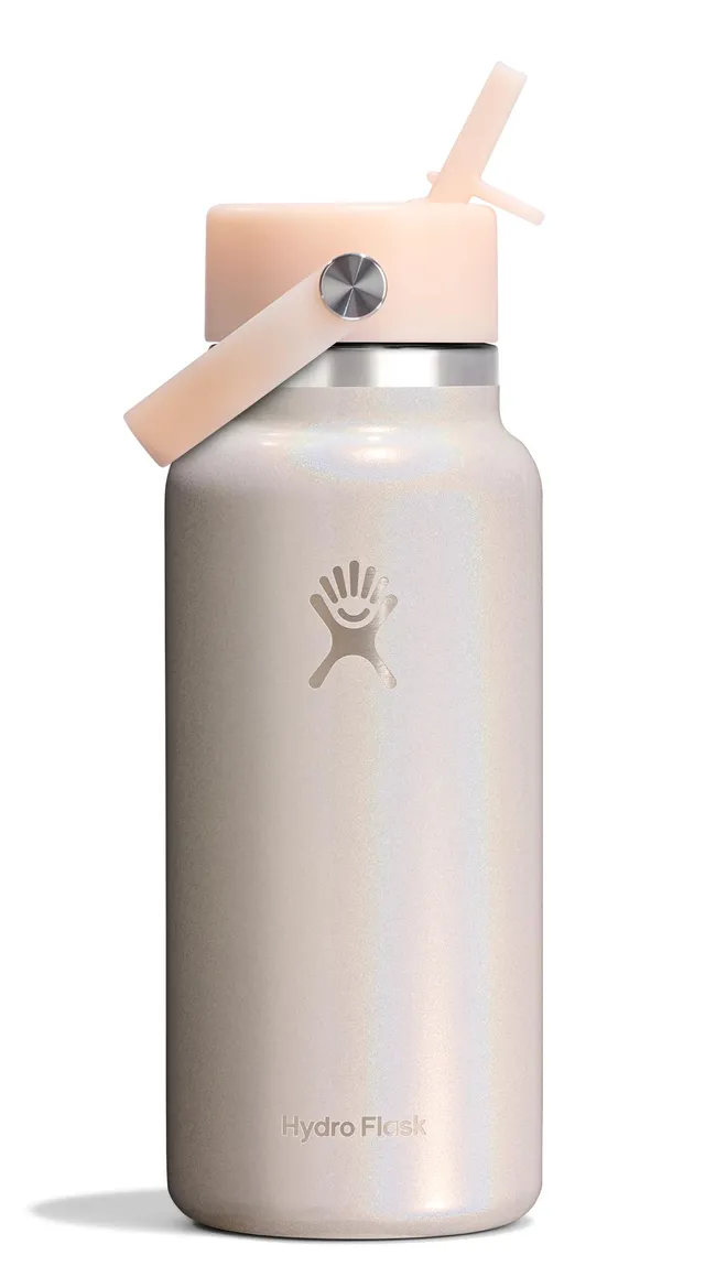 hydro-flask-wide-mouth-water-bottle-with-flex-straw-cap-24-oz-glimmer-cream-insu image 1
