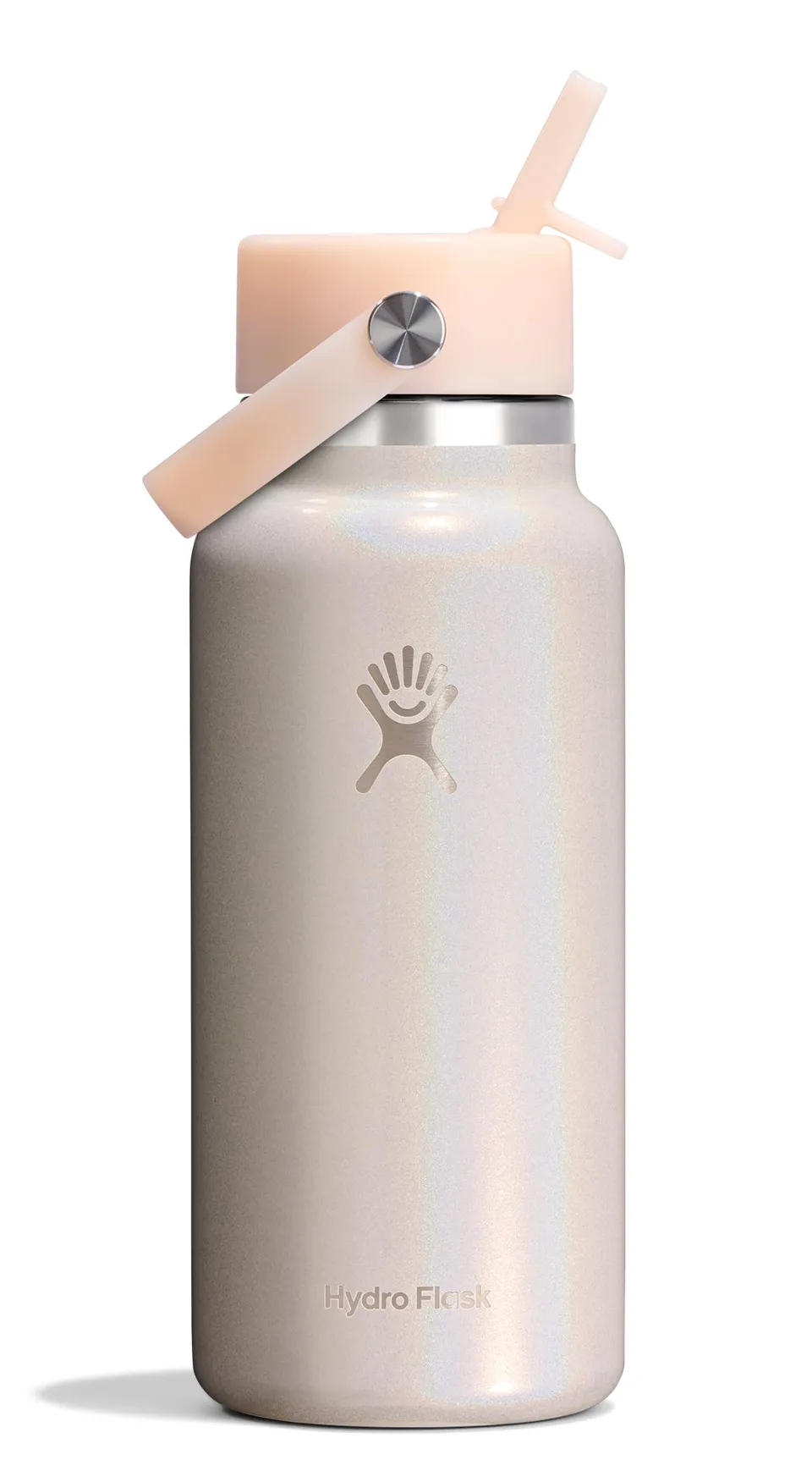 hydro-flask-wide-mouth-water-bottle-with-flex-straw-cap-24-oz-glimmer-cream-insu image 1