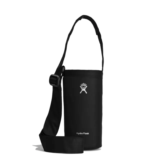 hydro-flask-packable-bottle-sling-medium-black-adjustable-hands-free-bottle-bag- image 1