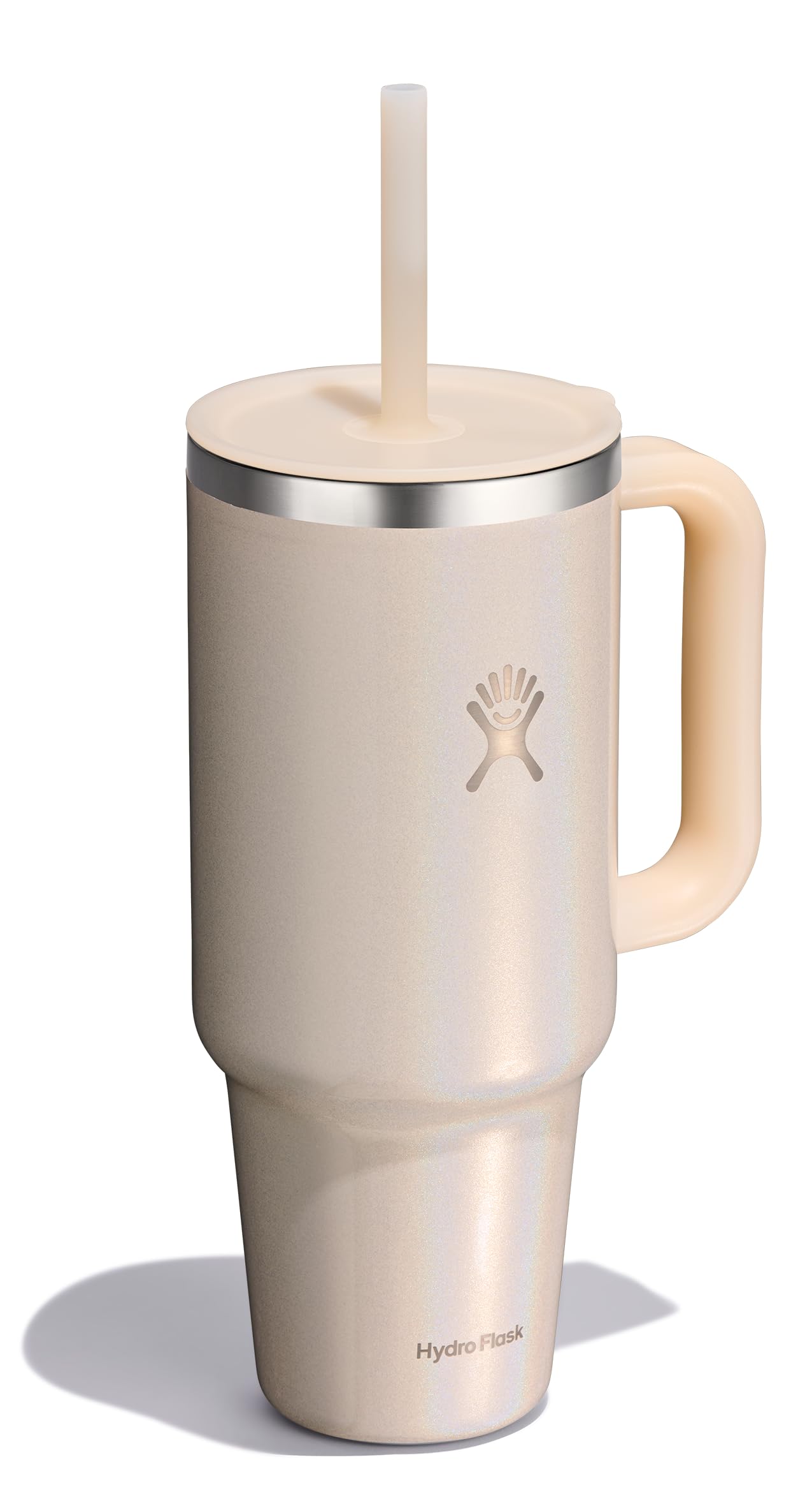 hydro-flask-40-oz-travel-tumbler-with-handle-lid-and-straw-glimmer-cream-insulat image 2