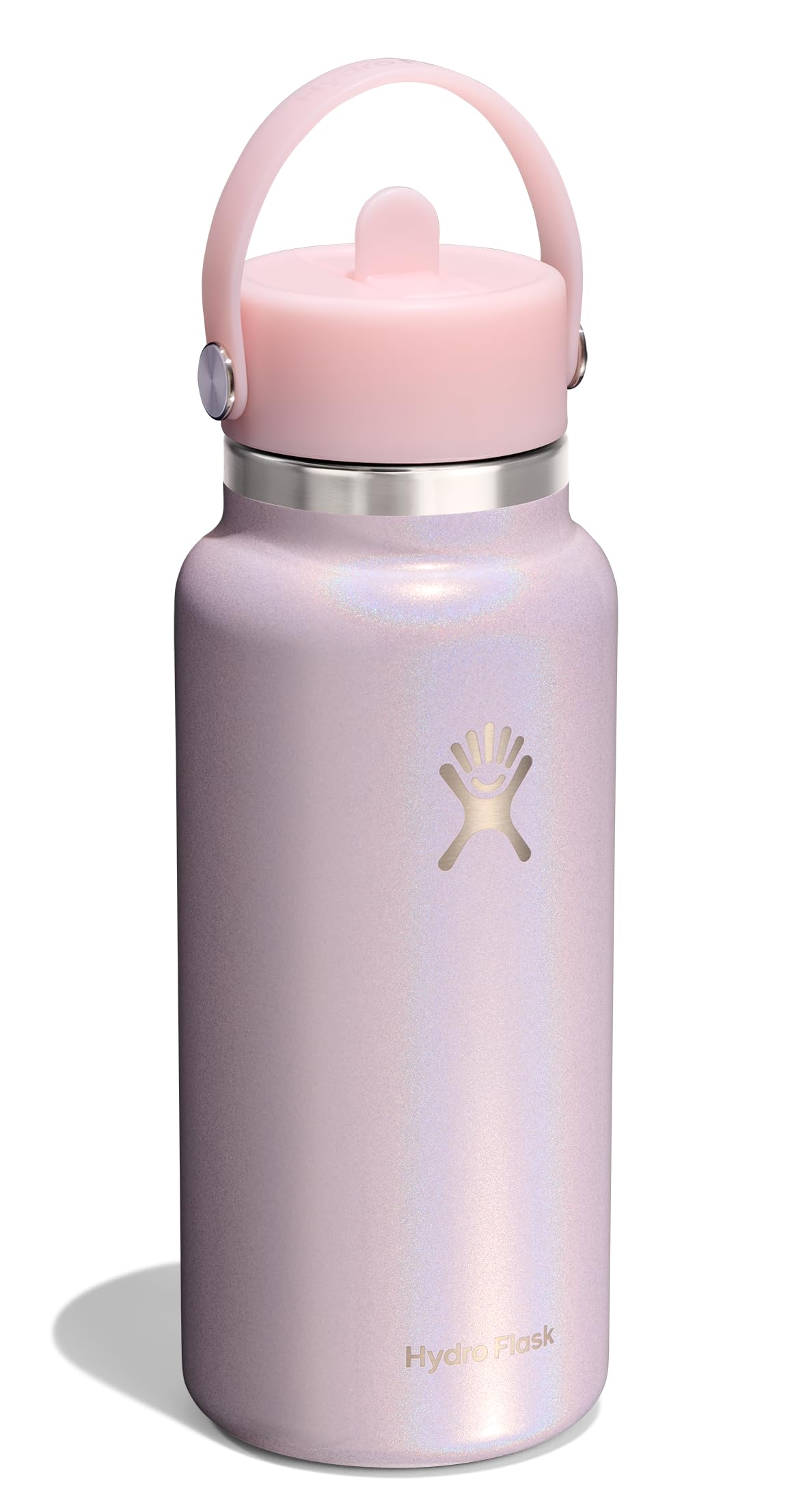 hydro-flask-wide-mouth-water-bottle-with-flex-straw-cap-24-oz-glimmer-cream-insu image 2