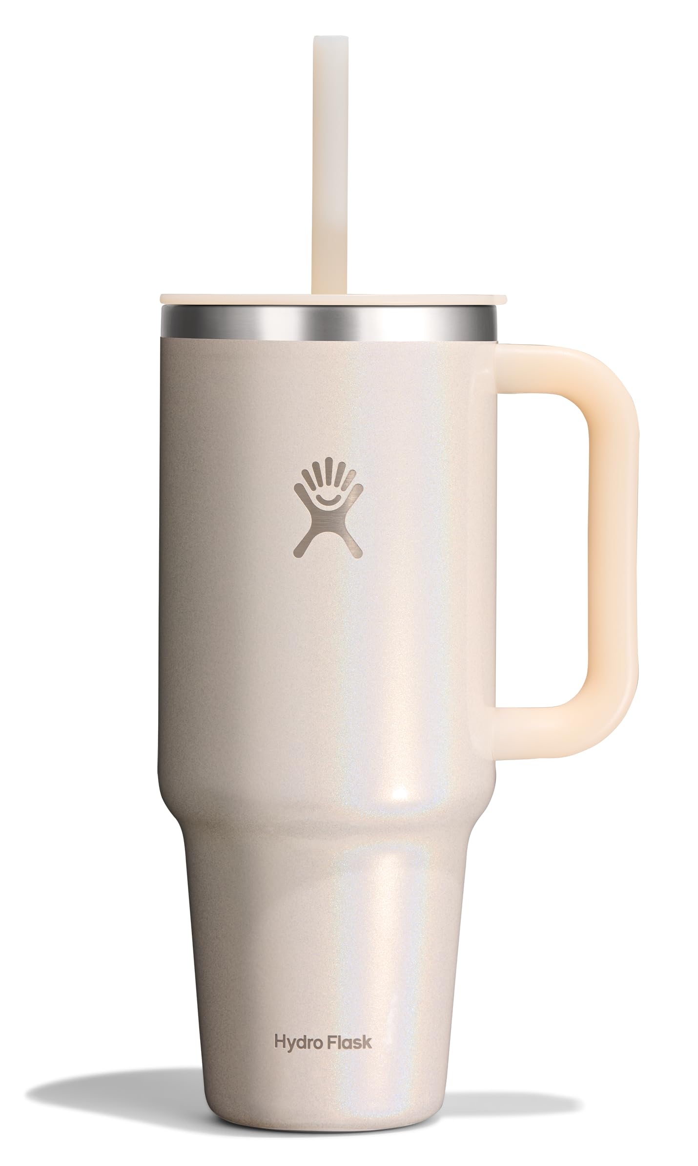 hydro-flask-40-oz-travel-tumbler-with-handle-lid-and-straw-glimmer-cream-insulat image 1
