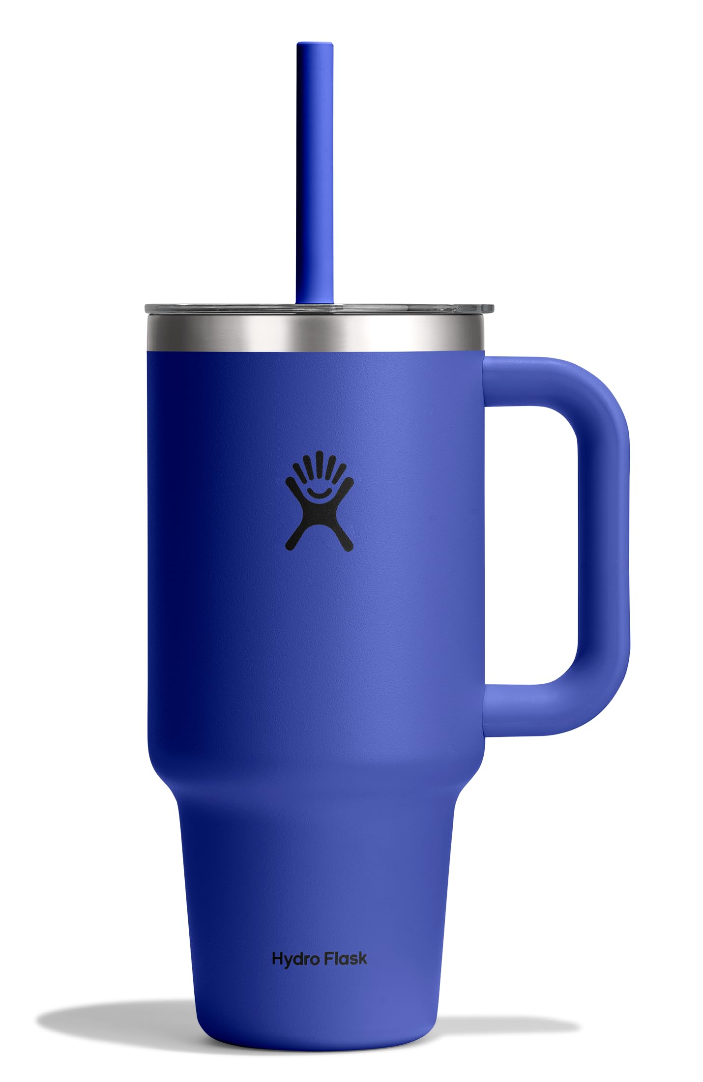 hydro-flask-32-oz-travel-tumbler-with-handle-clear-straw-lid-in-capri-blue-temps image 2