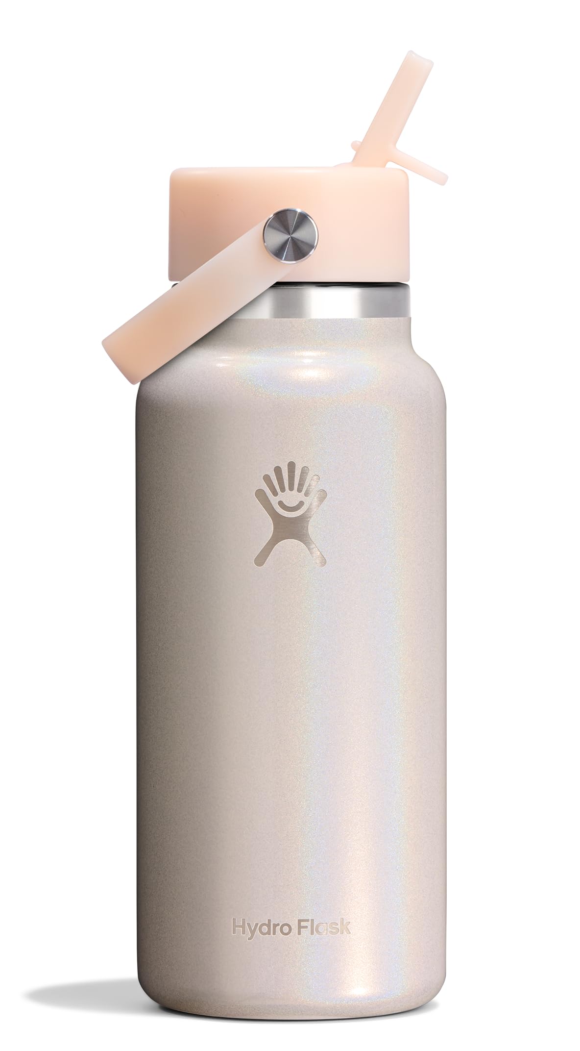 hydro-flask-wide-mouth-water-bottle-with-flex-straw-cap-24-oz-glimmer-cream-insu image 1