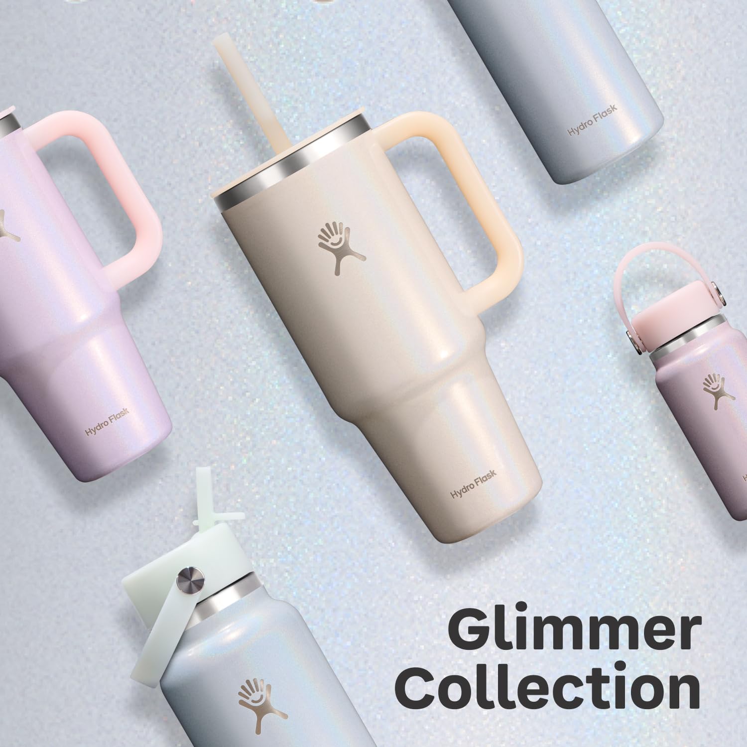hydro-flask-40-oz-travel-tumbler-with-handle-lid-and-straw-glimmer-cream-insulat image 3