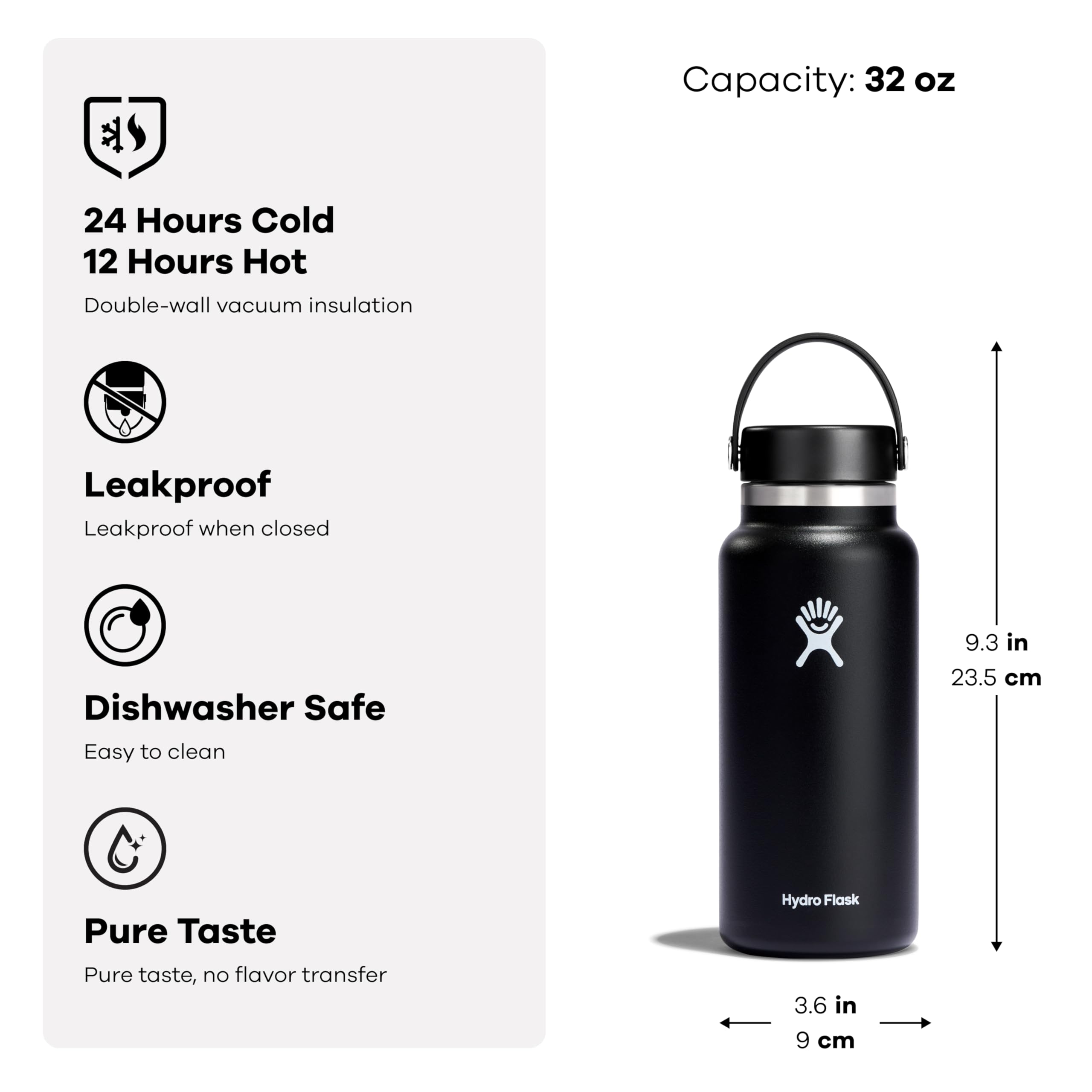 hydro-flask-wide-mouth-32-oz-insulated-stainless-steel-water-bottle-with-flex-li image 4