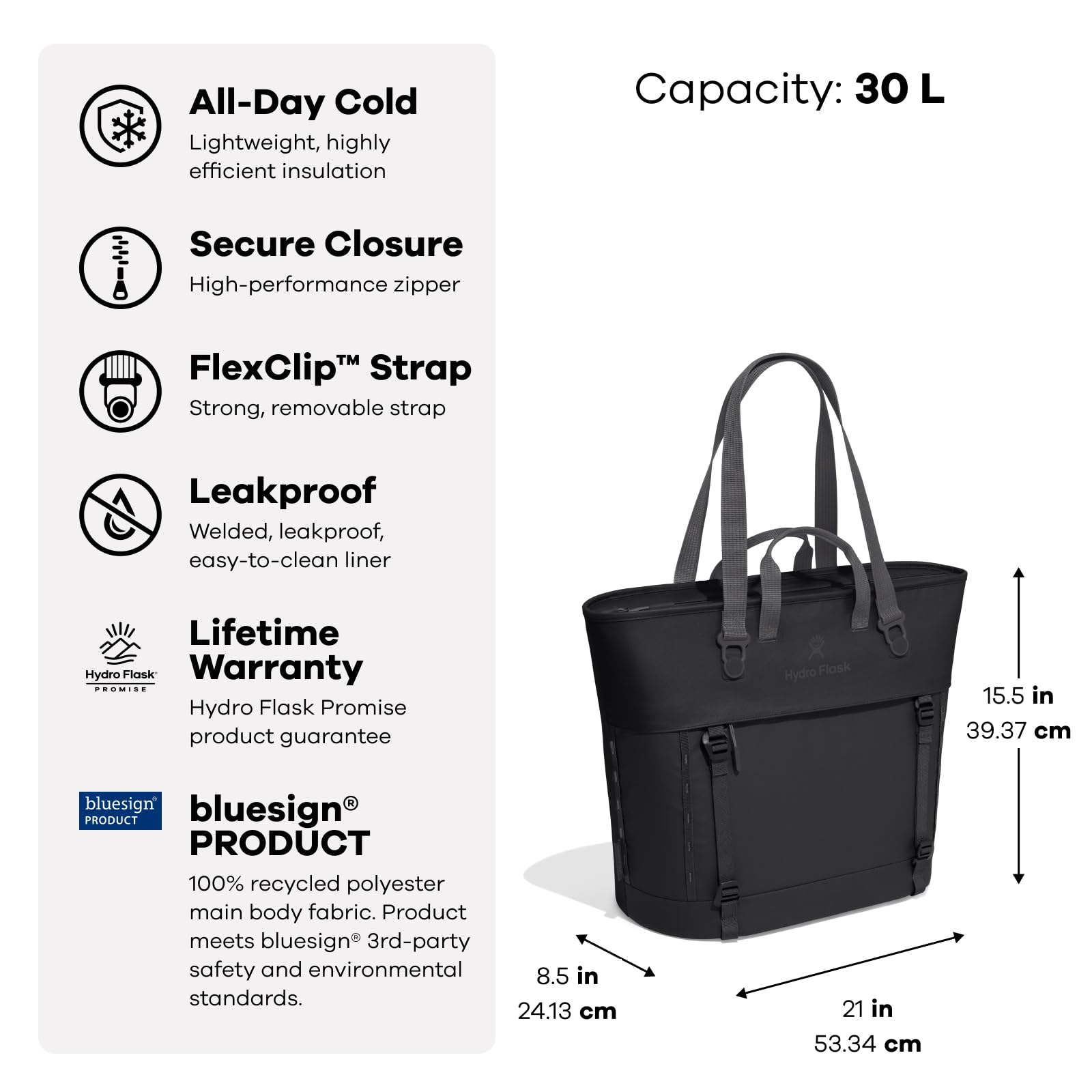hydro-flask-carryout-30l-insulated-cooler-tote-bag-capri-blue-leakproof-liner-fl image 3